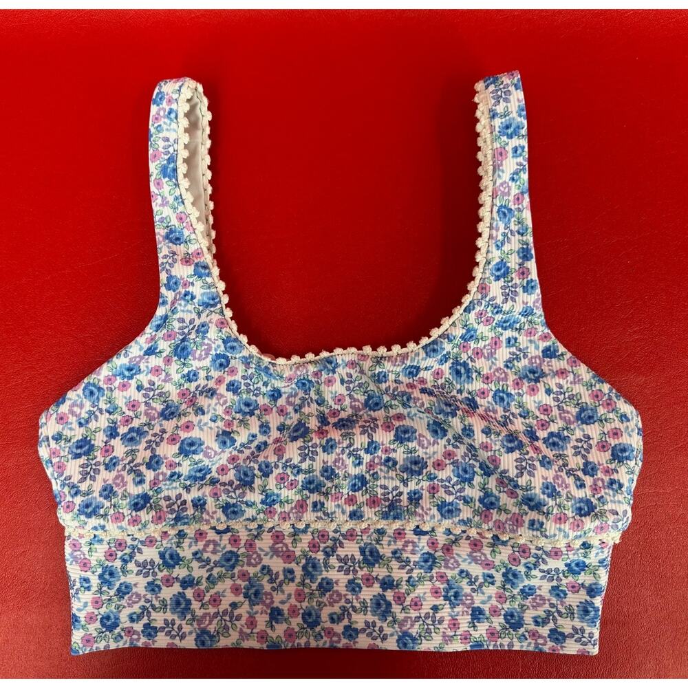 Love Shack Fancy x Beach Riot Leah Crushed Blueberries Soft Sports Bra Size XS